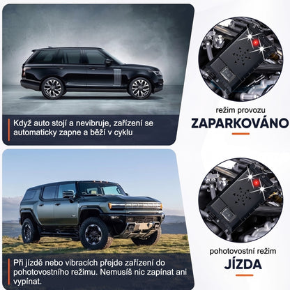 Automatické režimy – zařízení pracuje při zaparkovaném autě a ztiší se po nastartování