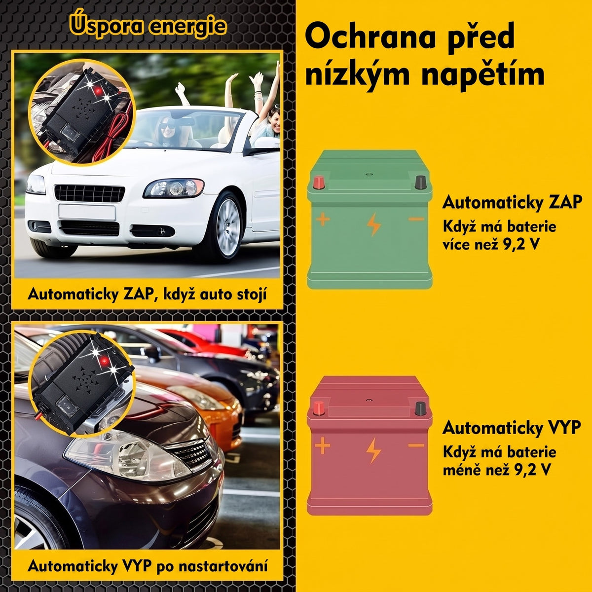 Ochrana autobaterie před podvybíjením – automatické vypnutí při nízkém napětí